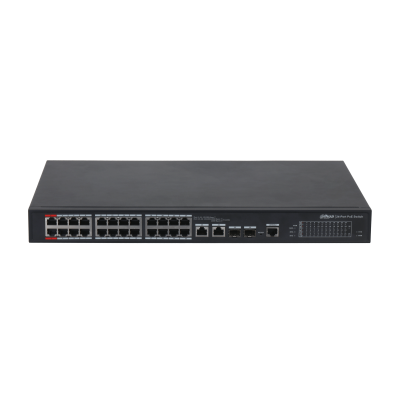 DH-PFS4226-24ET-240_View_Front-logo_thumb 24-port 100 Mbps + 2-port Gigabit Managed PoE Switch